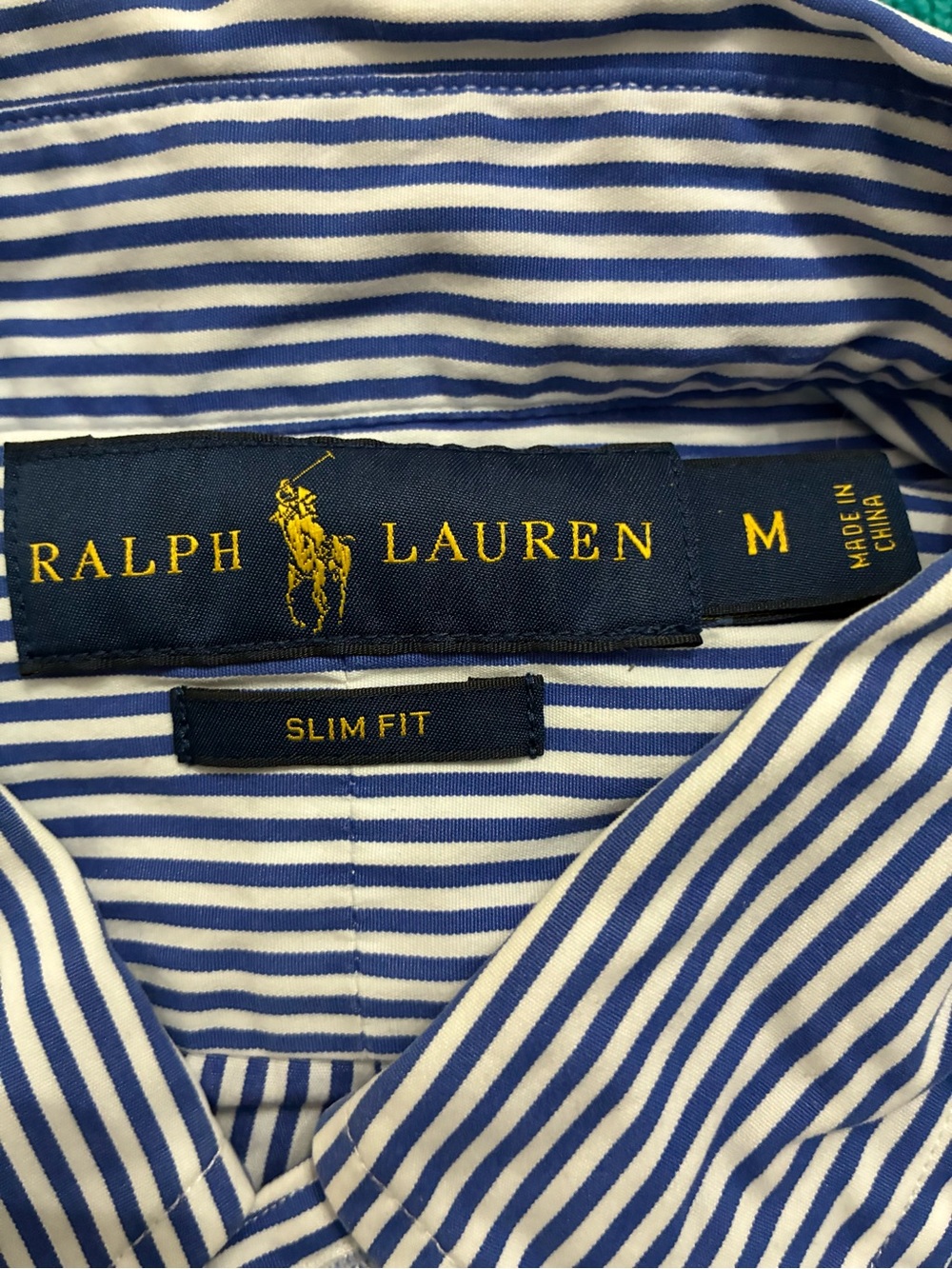Ralph Lauren Blue & White Striped Slim Dress Shirt